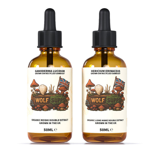 Wolf Supps - Lion’s Mane & Reishi Stack Mushroom Tinctures (2 x 50ml)