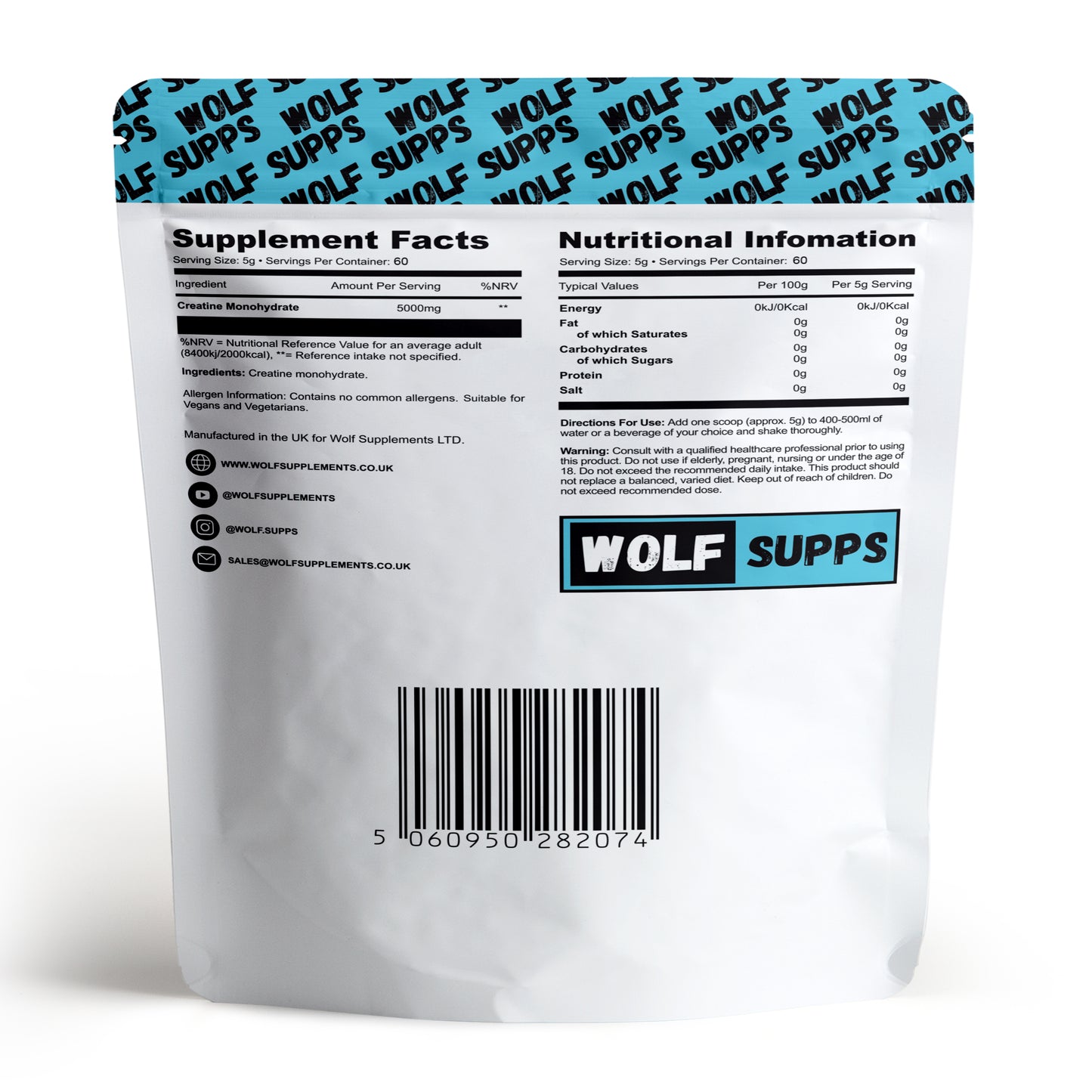 Wolf Supps - Creatine Monohydrate 300g Bag
