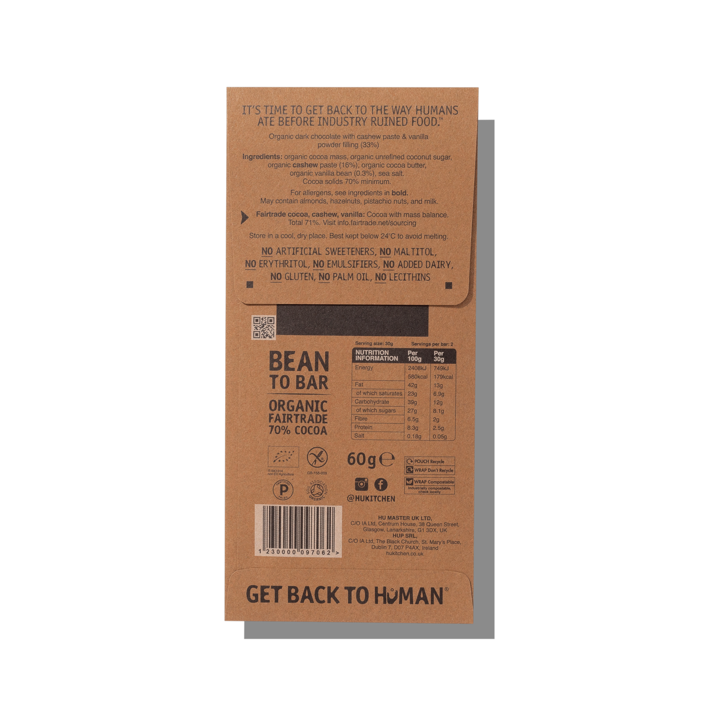 Hu Cashew Butter + Pure Vanilla Dark Chocolate Bar Single Bar