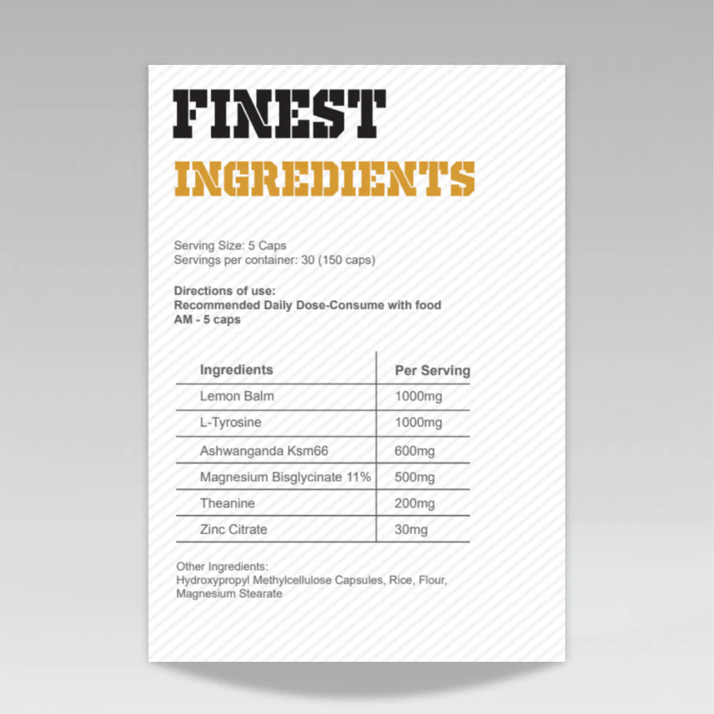 Supplement label for Gas Mark 10 Longevity Big Dreams sleep supplement with 'Finest Ingredients' text on a gray background