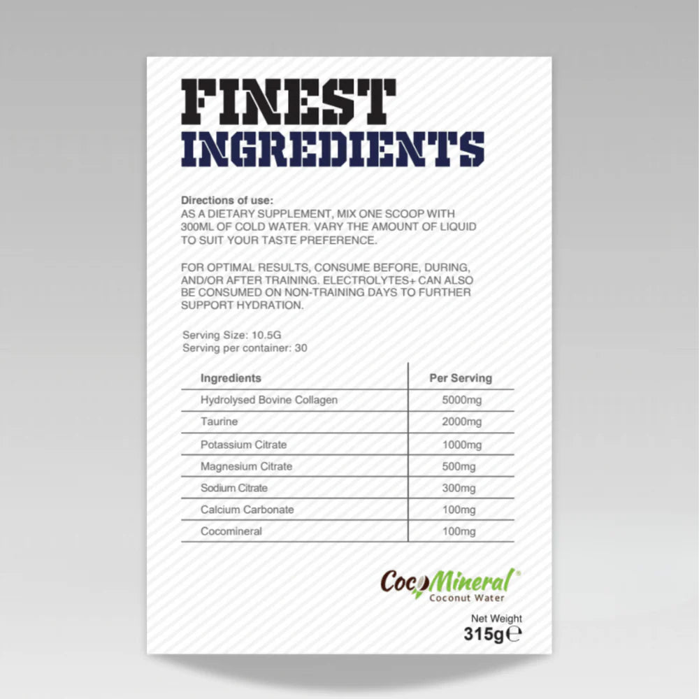 Supplement label for Gas Mark 10 Hydro Collagen with 'Finest Ingredients' branding on a gray background
