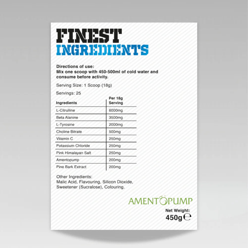 Gas mark 10 Pitbull Pump supplement ingredients label with 'Finest Ingredients' on a gray background