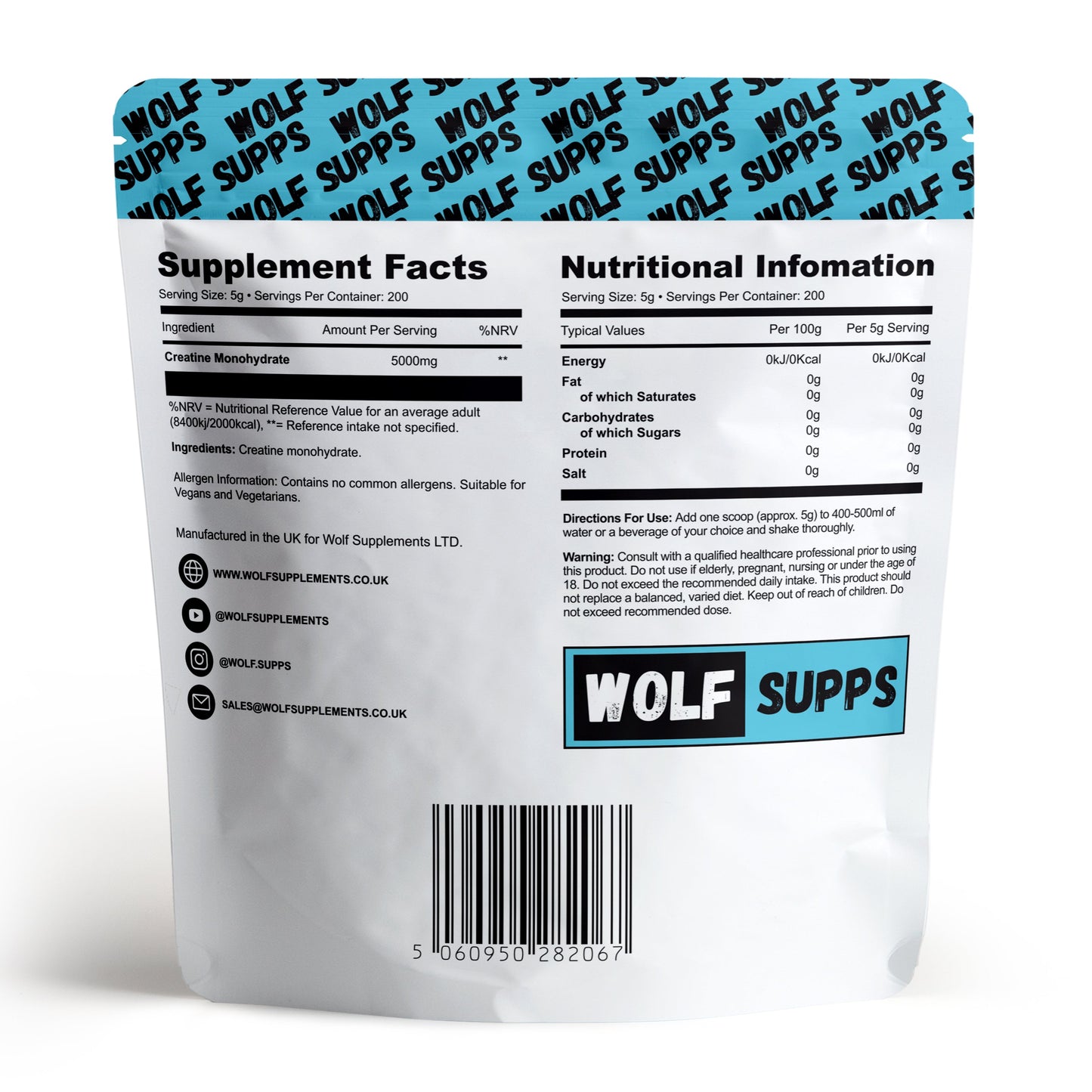 Wolf Supps - Creatine Monohydrate 1kg